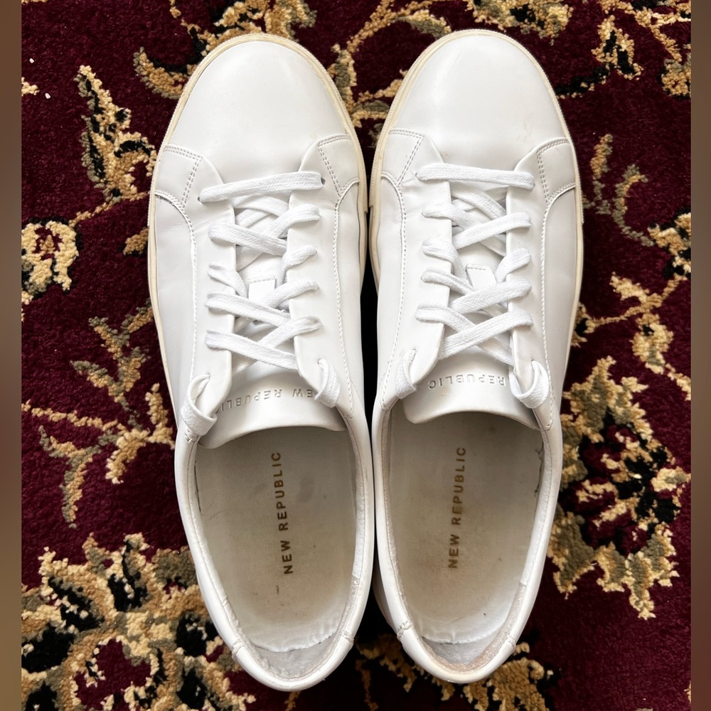 New Republic Kurt Leather Sneaker in Triple White size M12 / W13.5